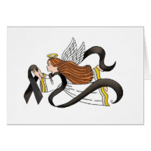 "Black Ribbon" Melanoma Awareness Angel Greeting Card