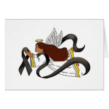 "Black Ribbon" Melanoma Awareness Ethnic Angel Card