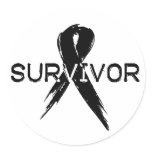 Black Ribbon -Survivor Round Stickers