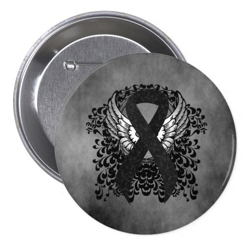 Black Ribbon with Wings 7.5 Cm Round Badge | Zazzle