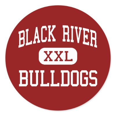 Black River - Bulldogs - Middle - Chester Round Sticker by customteamsportswear