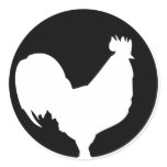 black rooster icon round sticker