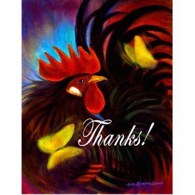 Black Rooster With Butterfly Painting by JUDERM