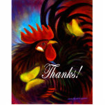 Black Rooster With Butterfly Painting Cut Out