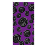 Black Rose Pattern on Dark Purple. Custom Photo Card