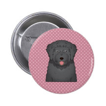 Black Russian Terrier Cartoon Pinback Button
