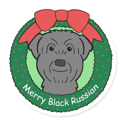 Black Russian Terrier Christmas Stickers by dogcartoons