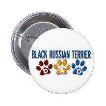 BLACK RUSSIAN TERRIER DAD Paw Print Pinback Button