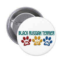 BLACK RUSSIAN TERRIER MOM Paw Print Pinback Button