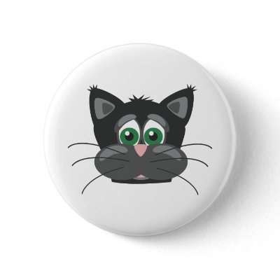 Black Sad Cat Pinback Button by FormulaDesigns