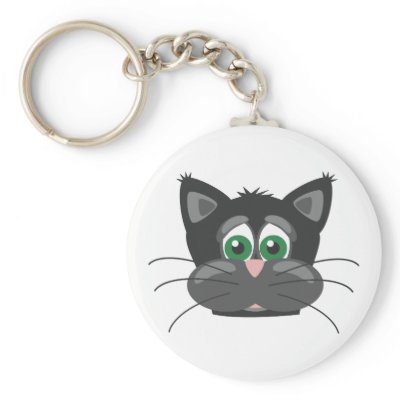 Black Sad Cat Key Chains by FormulaDesigns