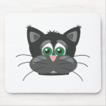 Black Sad Cat Mouse Pad