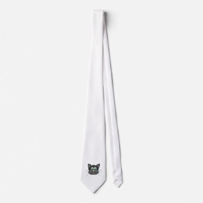 Black Sad Cat Neck Ties by FormulaDesigns