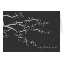 Black Sakura Cherry Blossoms Thank You Card
