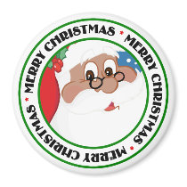 Black Santa Cartoon (Blue) magnets