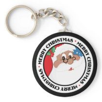 Black Santa Cartoon (Blue) keychains