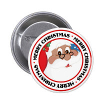 Black Santa Cartoon (Blue) buttons