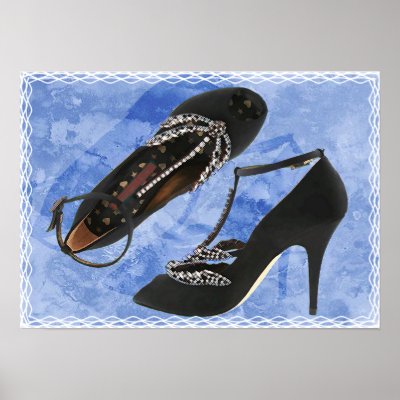 Black Satin and Crystal Dragonfly Pumps copy Poster by ElainePlesser