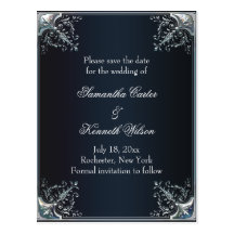 Black Satin Black Tie Wedding Invitations Postcards