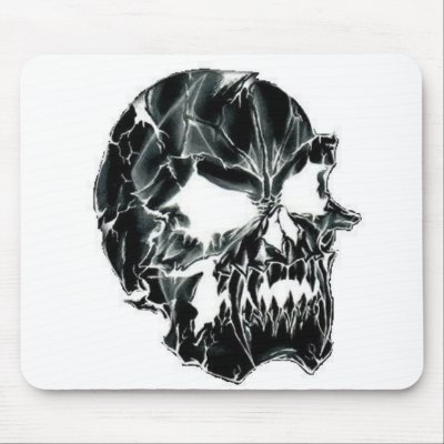 Black Scary Evil Deadly Skull Mousepad by MistaSCARY