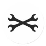 Black Screw Wrench crossed Round Stickers