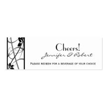 Black Scroll Border Wedding Drink Ticket Business Card Template