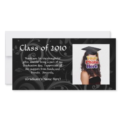 Black Scroll Graduation Announcement/Thank You Customized Photo Card by CustomInvites