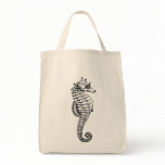 Black Seahorse Grocery tote bags
