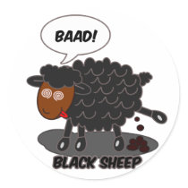 Black sheep round stickers