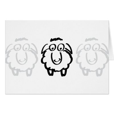 black sheep white sheeps greeting card by Topmotives