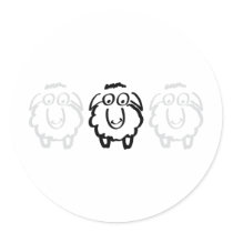 black sheep white sheeps round stickers