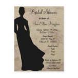 Black Silhouette Bride Beige Floral Background