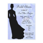 Black Silhouette Bride Blue Floral Background