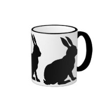 Black Silhouette Rabbits Coffee Mugs
