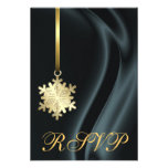 Black Silk Gold Snowflake RSVP Invitation