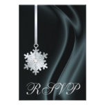 Black Silk Silver Snowflake Jewel RSVP Invitation