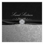 Black & Silver Diamond Sweet16 invite