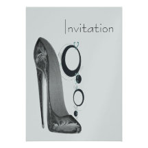 Black, Silver Grey Stiletto and Bangles Invitation