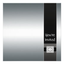 Black  Silver Modern Party Invitation Template