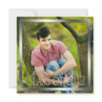 Black Silver Monogram Full Page Photo Graduation Personalized Invitations