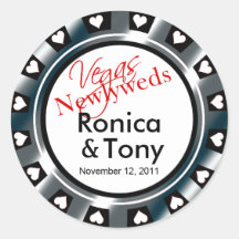 Black & Silver Vegas Newlyweds Casino Chip Sticker