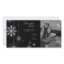 Black silver winter wedding save the date photo customised photo card