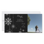 Black silver winter wedding thank you photocard