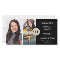 Black simply collage class of grad announcement picture card