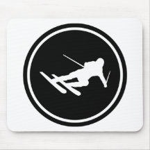 black ski skiing icon downhill mouse pads