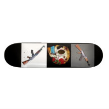 black, skull, ak-47, ak-47-2 custom skateboard