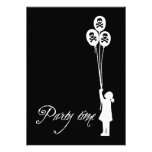 Black - Skull & Crossbones Party Time Balloon Girl Announcements