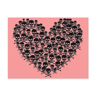 Black Skull Heart Postcards by JuJuGarden