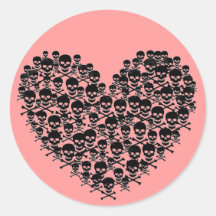 Black Skull Heart Sticker