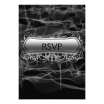 Black Smoke Silver Party RSVP Note Announcement